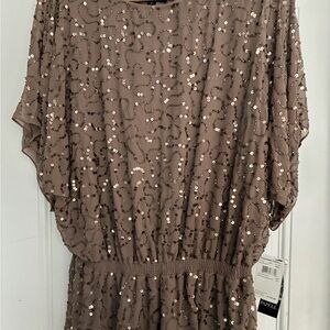 Taupe Sequin Dolman Sleeve top